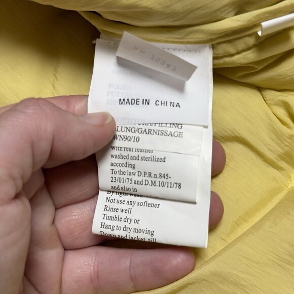 Vintage 70s‎ Down Puffer Jacket Pale Butter Yellow Real Feathers Norma Dilegge - Picture 12 of 16